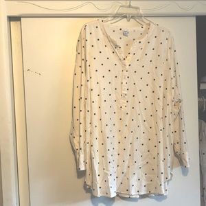 Cream blouse with black polkadots part button down